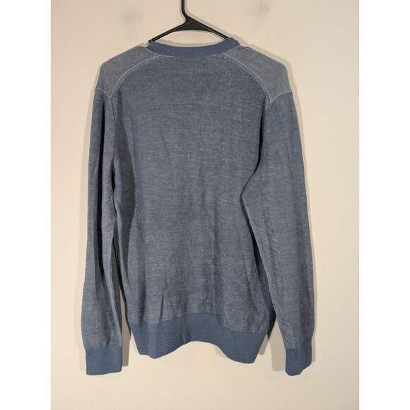 Andean Mens Blue Baby Alpaca V-neck Sweater Sz M Grandpa Preppy Academia Classic - Picture 2 of 7